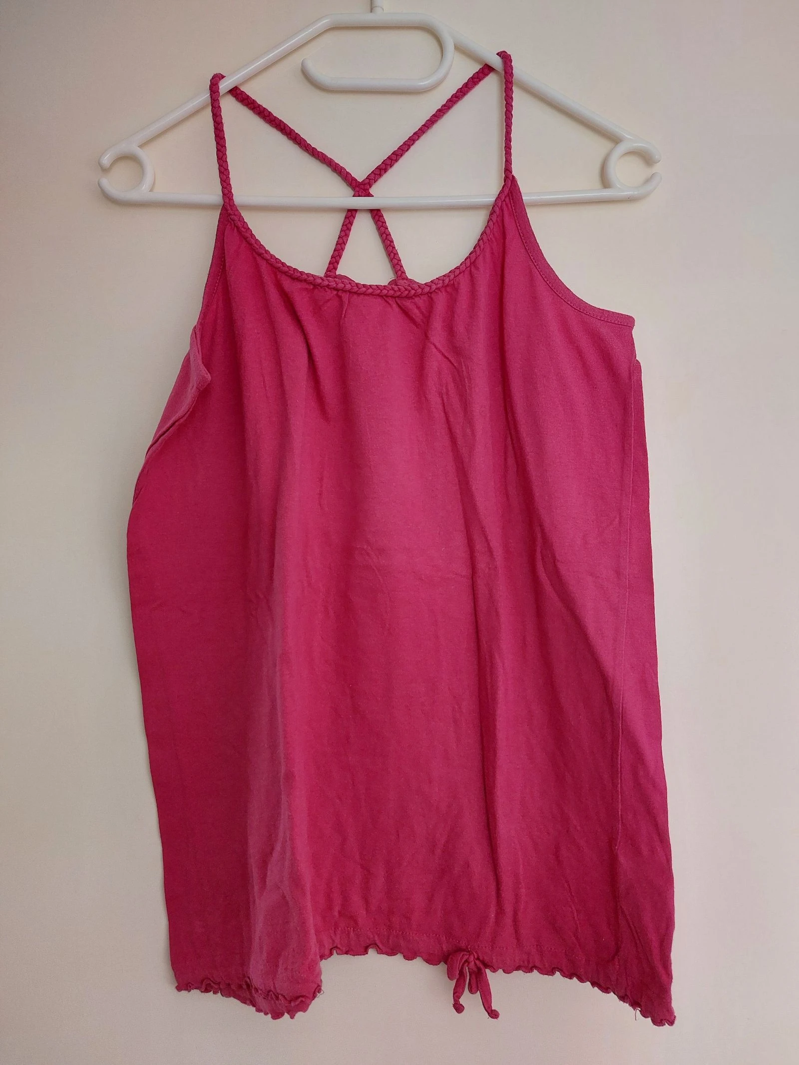 Roze top / camisole met gevlochten bandjes - L